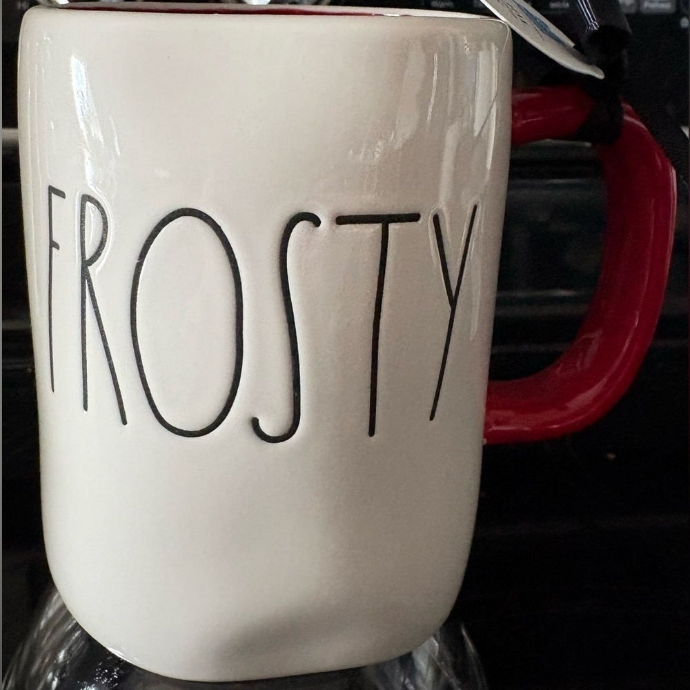 Rae Dunn Frosty Mug - Cream and Red